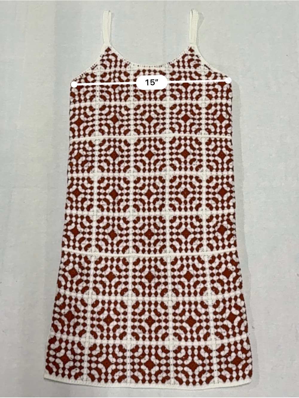 Crochet Mini Dress in Burgundy and White - Picture 7 of 7